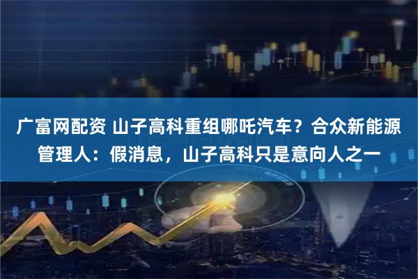 广富网配资 山子高科重组哪吒汽车？合众新能源管理人：假消息，山子高科只是意向人之一